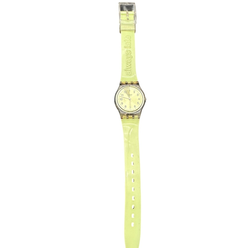 Vintage Retro 1996 Swatch Always Late Watch Lime Green Retro Swiss Analog KC